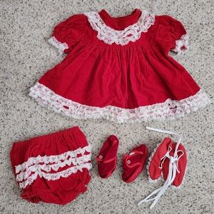 Vintage Red Velour Baby Dress